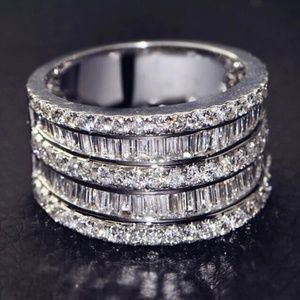 CZ & White Gold Stacked Eternity Ring